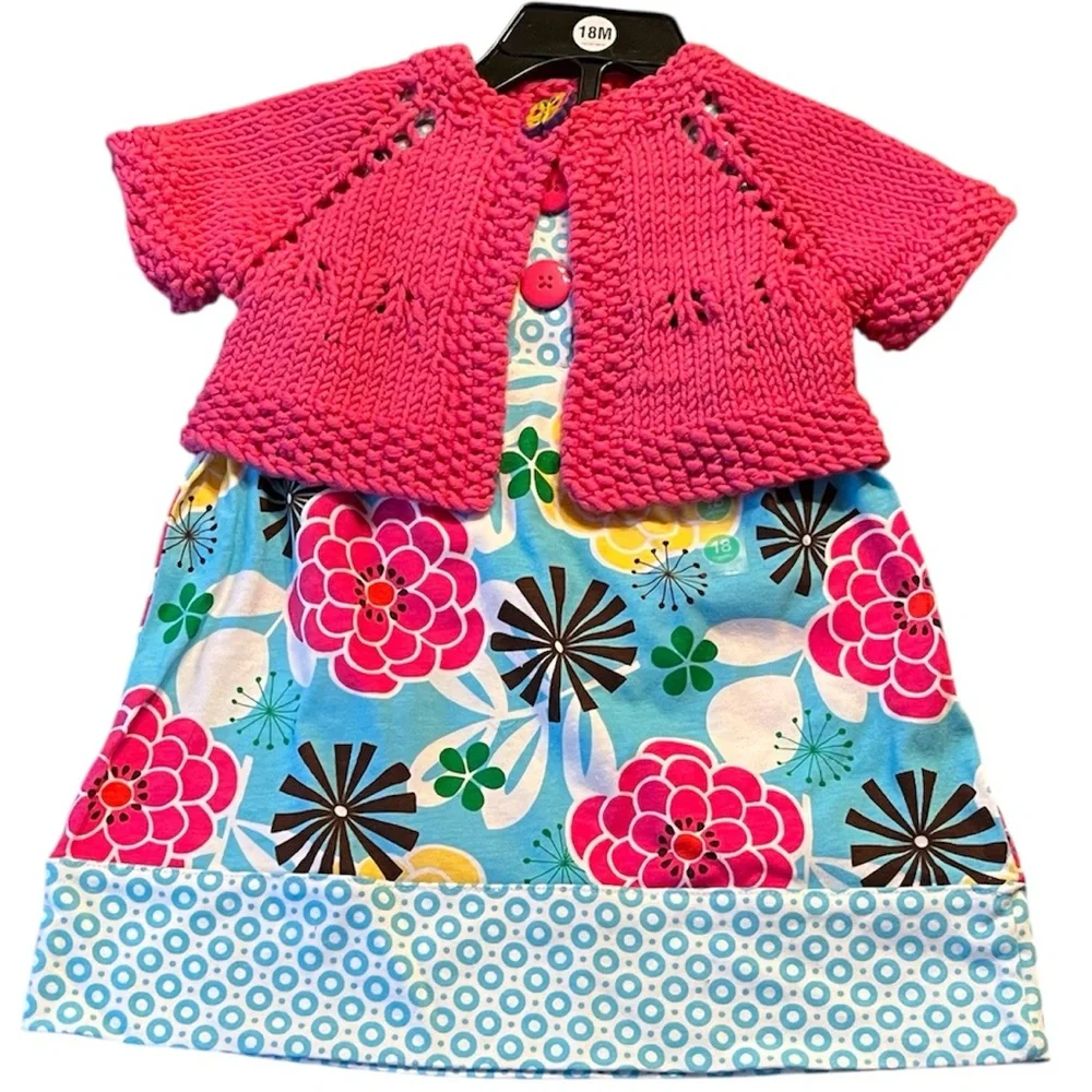 NWT Carter’s | Summer Dress & Bloomers with Hand Knit Cardigan sz 18mos